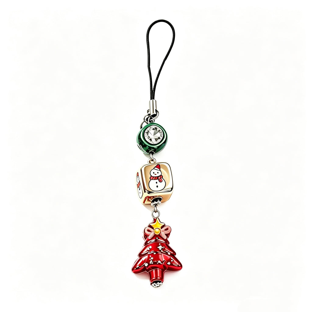 Christmas Phone Strap Charms, Reindeer Snowman Snowflake Keychain Bag Hanging Decorations