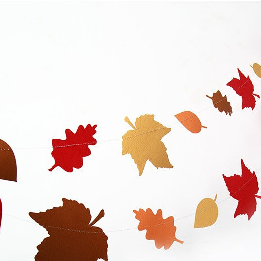 Thanksgiving Maple Leaf Bunting Banner Stitched Hanging Decorations Fall Family Festive Garland