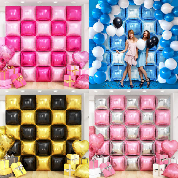 DIY Double Sided Foil Balloon Square Backdrop Set, Birthday Wedding Party Wall Decor