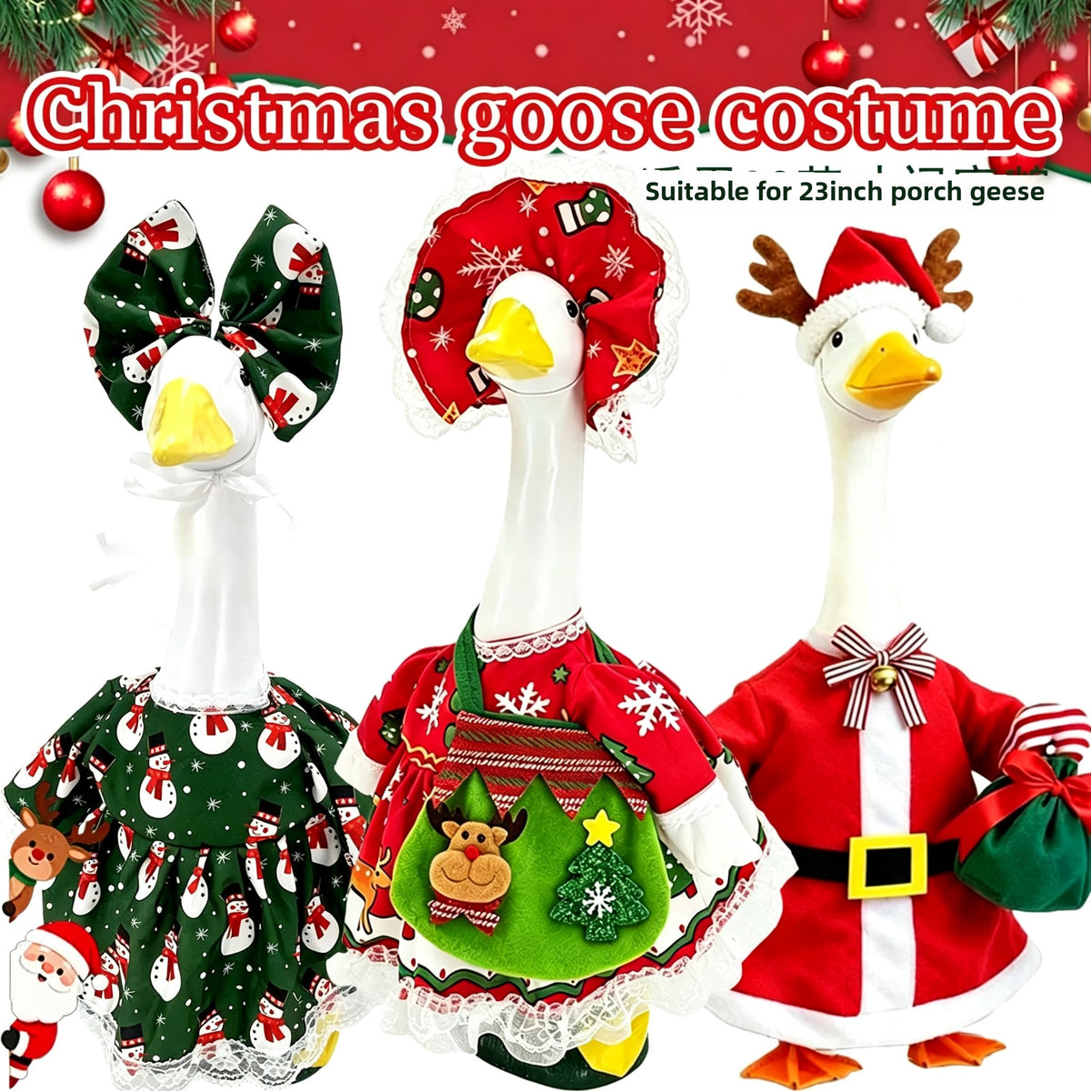 Christmas Goose Costume Holiday Lawn Decoration Party Porch Pet Goose Outfit