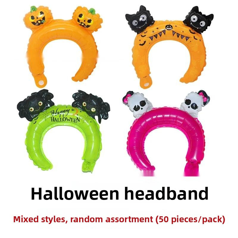 Halloween Balloon Hand Stick and Headband Set, Pumpkin Ghost Witch Party Decor