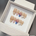Press on Nails Pure Naked Pink Hand Painted French 3D Carving