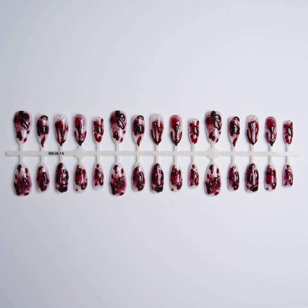 Halloween 3D Gel Blood Drip Dark Gothic Press On Nails, Finished False Nails