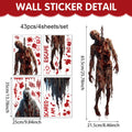 Halloween Horror Ghost Static Cling Window Stickers, PVC Glass Decals For Storefront Window Decor