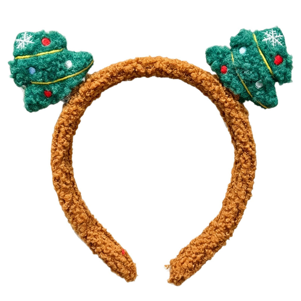 Plush Santa Reindeer Headband for Girls, Cute Christmas Hair Accessory Kids Holiday Costume