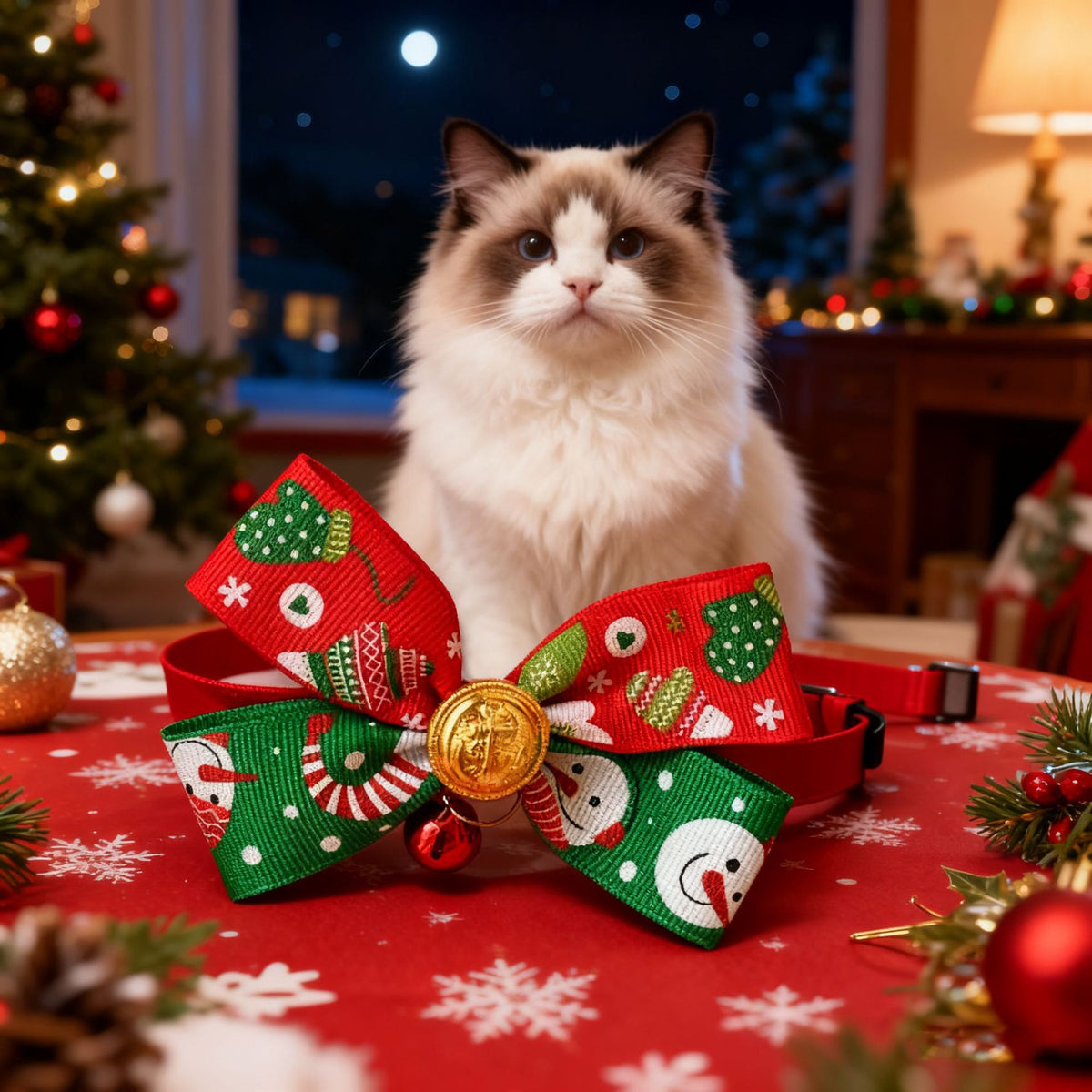 Christmas Pet Collar Bell with Bow Tie for Cats and Dogs, Cute Holiday Pet Neck Accessory