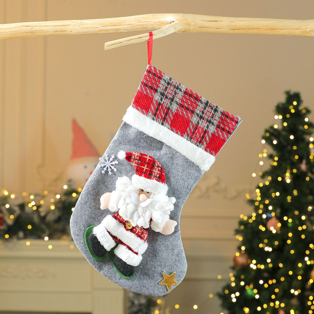 Large 3D Plush Character Christmas Stockings, Kids Gift Candy Bag Holiday Decorations