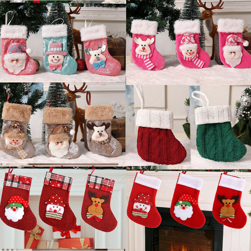 Knitted Mini Christmas Stockings, Small Holiday Hanging Decorations for Home Window Display