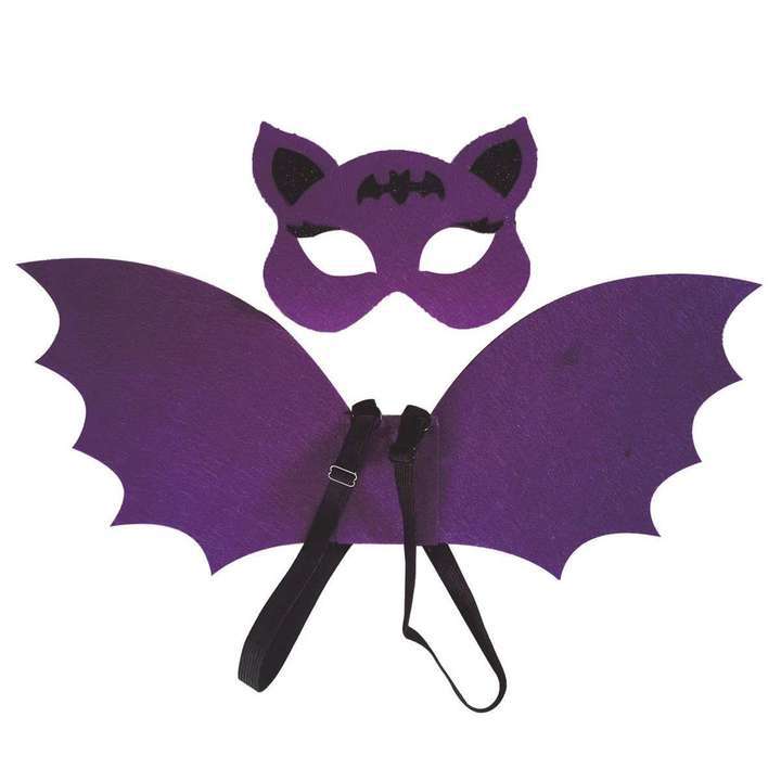 Halloween Kids Bat Wing Cape with Headband Mask, Vampire Costume for Boys and Girls
