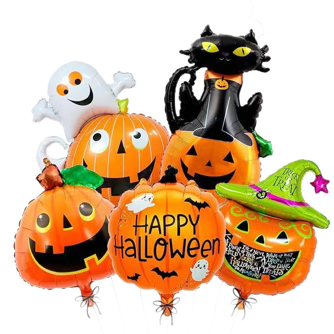 Halloween Foil Balloon Set, Pumpkin Ghost Bat Aluminum Balloons For Party Decorations