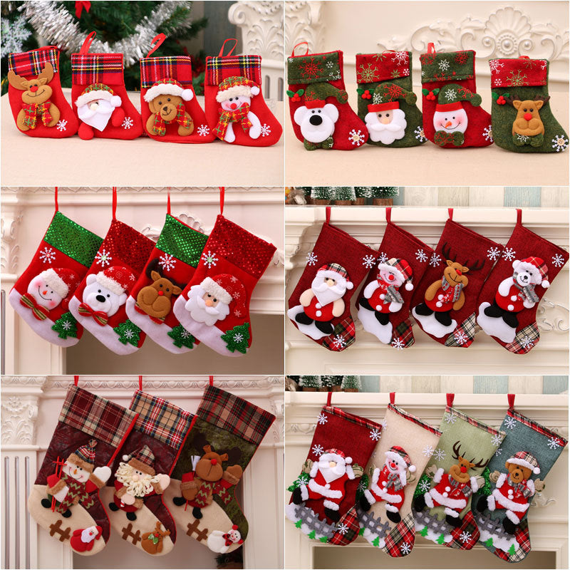 Mini Christmas Stocking Ornament Gift Bags, Small Sock Hanging Decorations for Christmas Tree