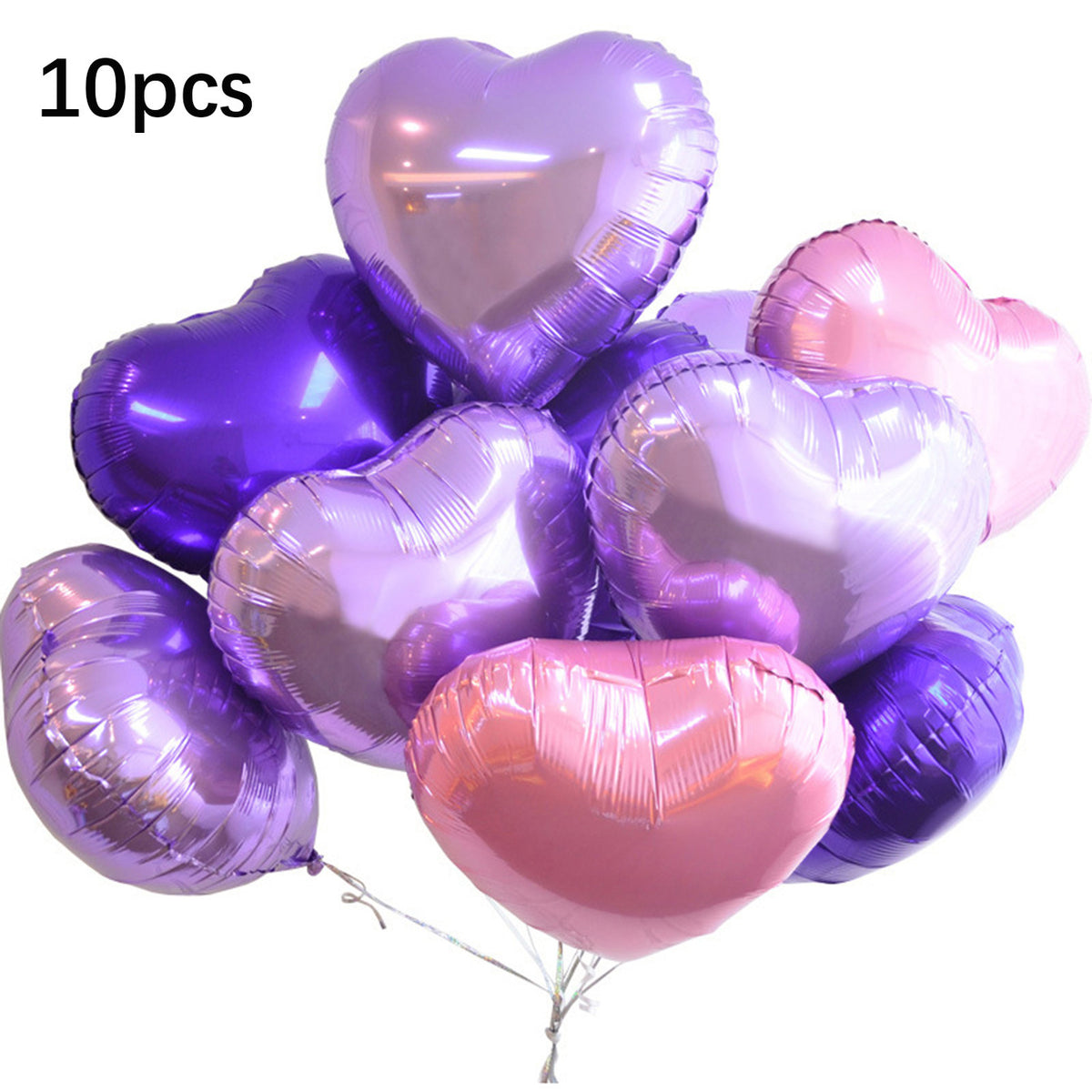 10 Pack 18 Inch Heart Star 4D Foil Balloons Set, Valentine's Day Wedding Birthday Graduation Party Decorations