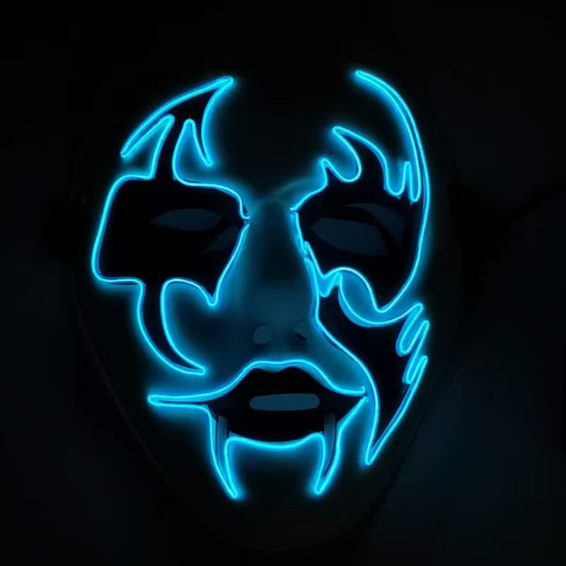 Glowing Vampire Mask, Halloween Light Up Face Mask For Bar Party Rave Street Dance Celebrations
