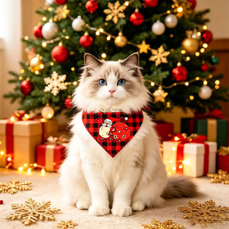 Christmas Dog Bandana Triangle Scarf Pet Bib Holiday Cat Kitten Neck Scarf Decoration