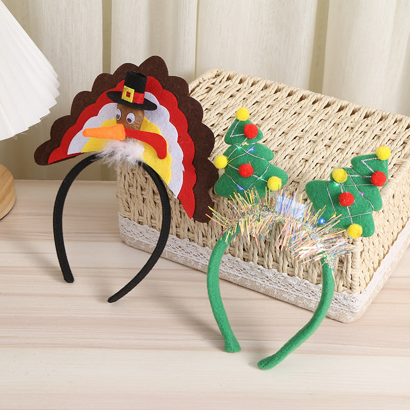 Thanksgiving Turkey Headband and Christmas Headband Party Costume Accessory Set
