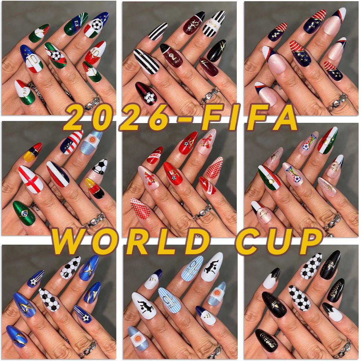 Press On Nails 24 Pcs Soccer Theme Fake Nails Versatile Manicure Finished Nail Set