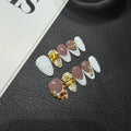 Stereo Embossed French Patch Almond Nail Premium Sense Personality HandmadePress on Nails