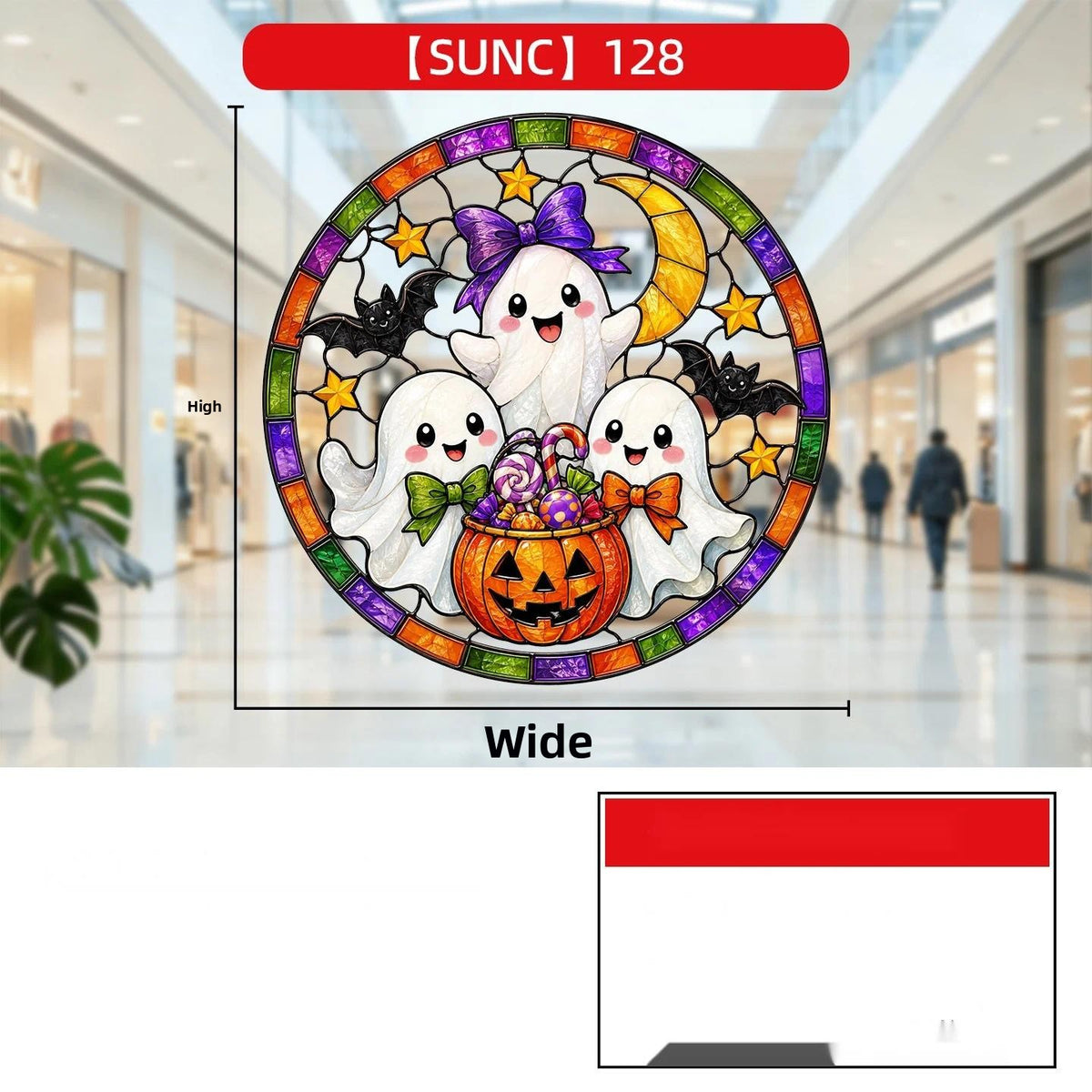 Halloween Pumpkin Ghost Window Clings, Iridescent Holographic Glass Stickers
