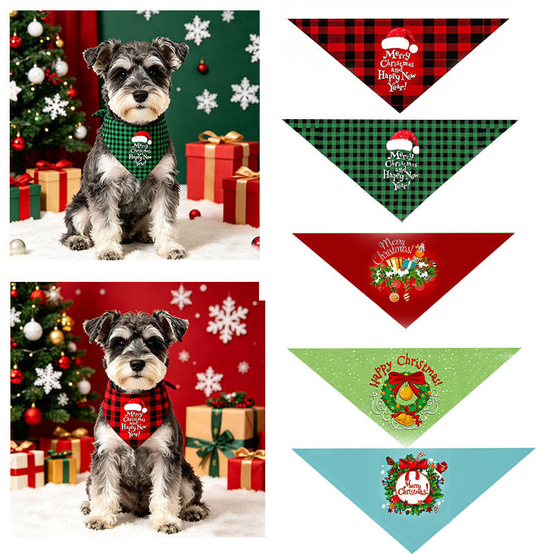 Christmas Pet Bandana for Dogs and Cats, Triangle Scarf Bib for Small Dogs
