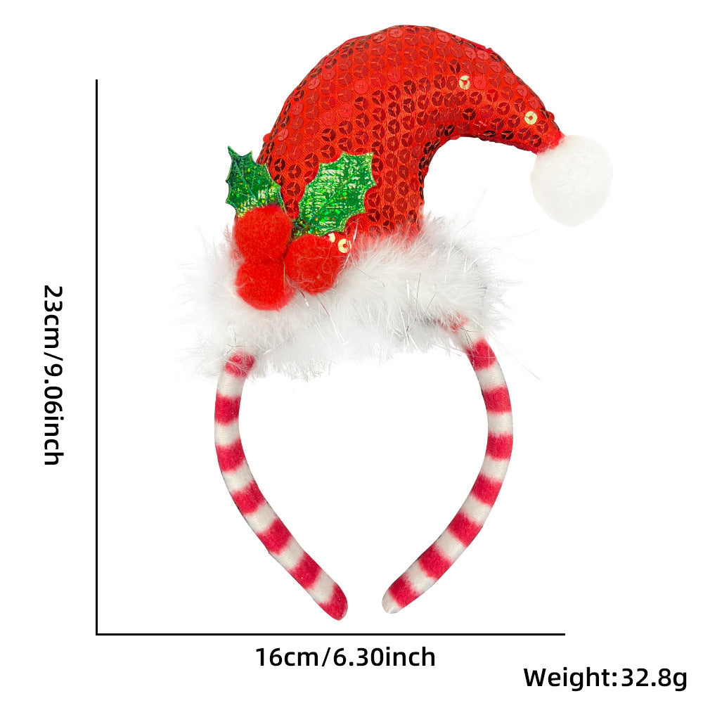 Cartoon Christmas Headband Santa Hat Christmas Tree Hair Accessory Kids Adults Party Decor