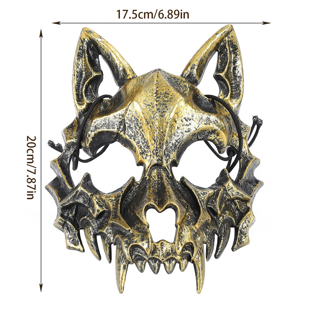 Halloween Half Face Cosplay Masks, Dragon Tiger Yokai Werewolf And Skull Masks For Performance Costumes
