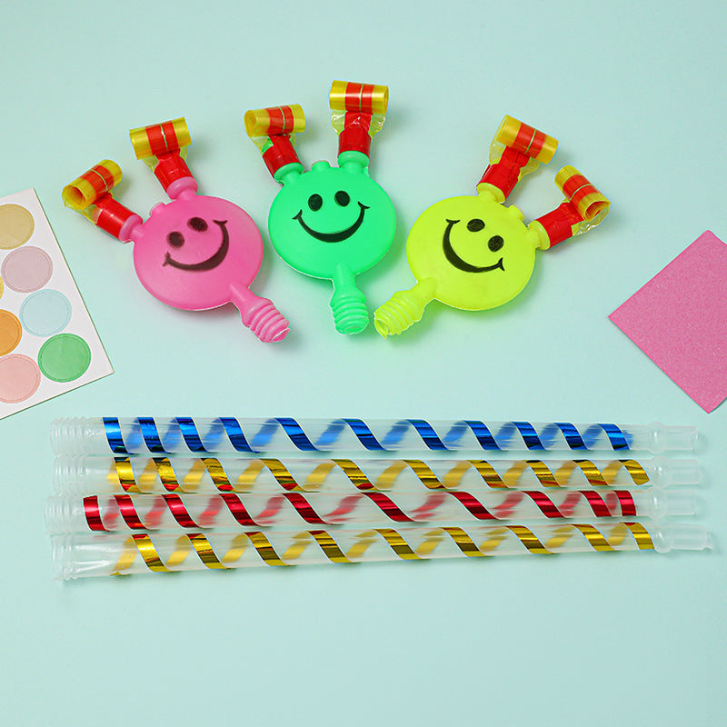 Kids Smiley Face Blowout Horns, Large Stretchy Cartoon Whistle Party Noise Makers For Festive Fun