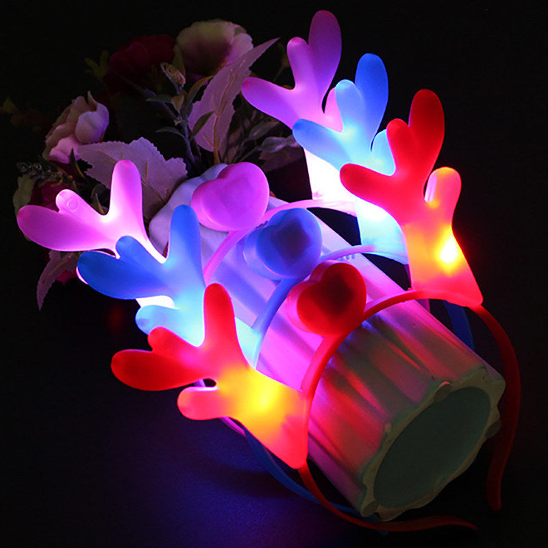 Glowing Reindeer Antler Headband, Fluorescent Christmas Hair Accessory For Kids Holiday Gifts And Decor