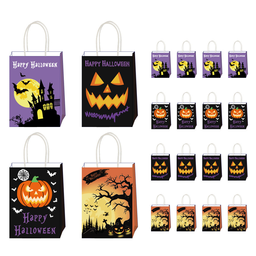 Halloween Kraft Paper Candy Gift Bags, Party Treat Bags For Snacks And Party Favors