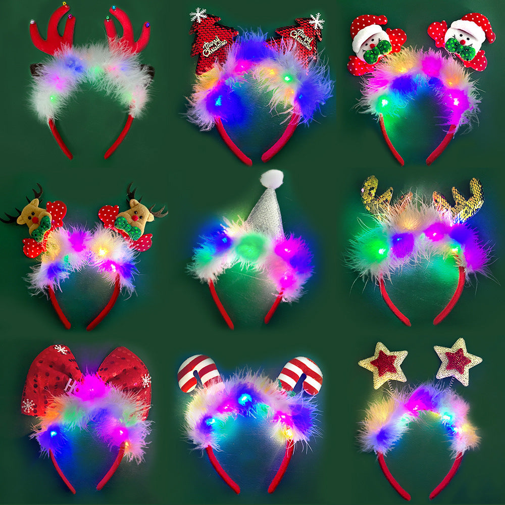 Light Up Cartoon Reindeer Antler Headband, Christmas Party Headpiece for Kids and Adults