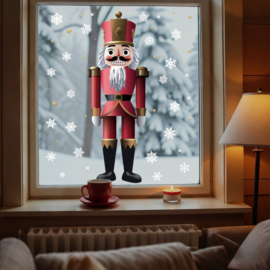 Nutcracker Soldier Christmas Window Clings Static Sticker Storefront Holiday No Residue Decor