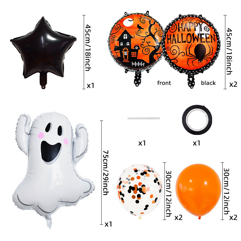 Halloween Foil Balloon Set, Pumpkin Spider Ghost Mummy Shaped Scene Decorations