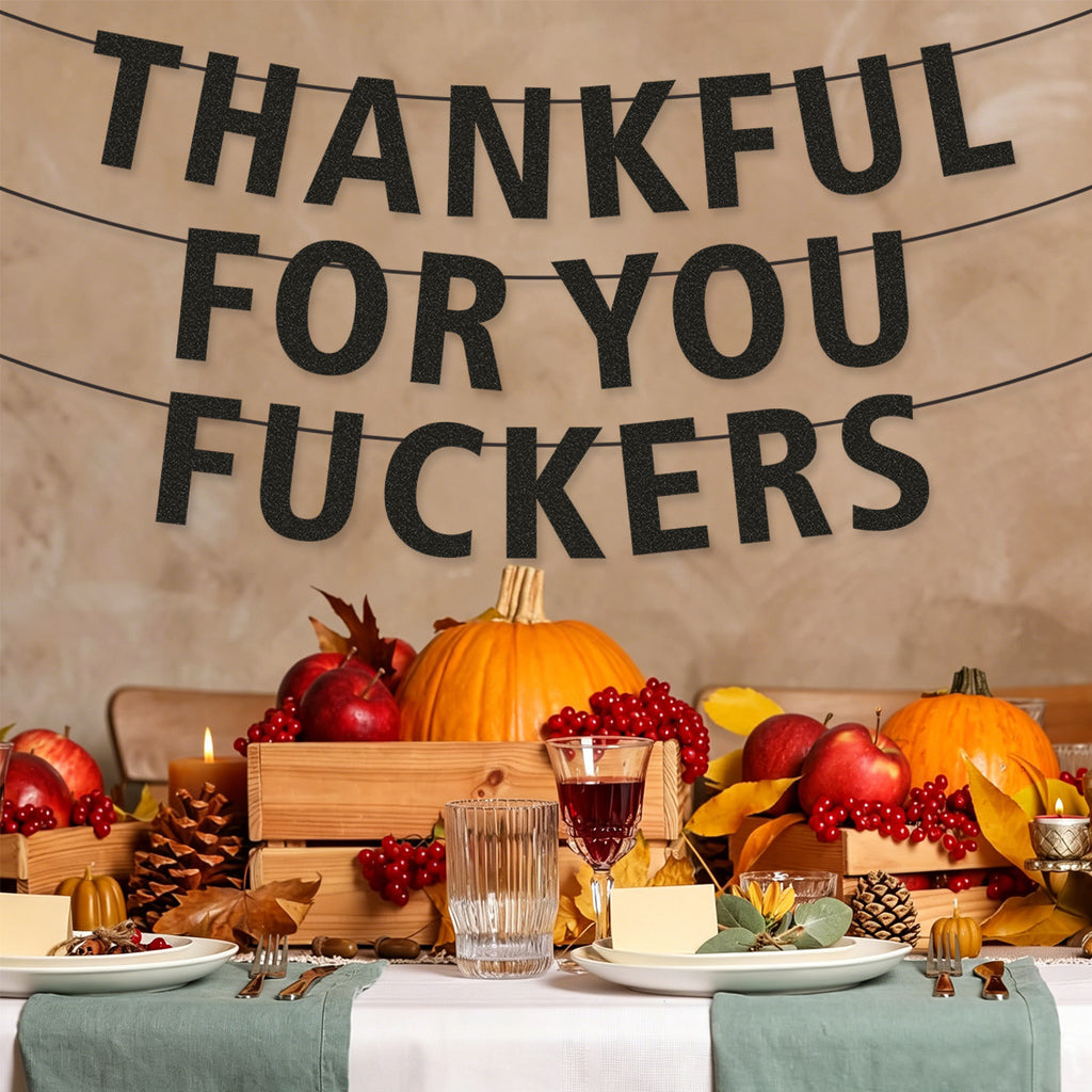 Friendsgiving Party Banner Funny Friends Gathering Decorations Bunting