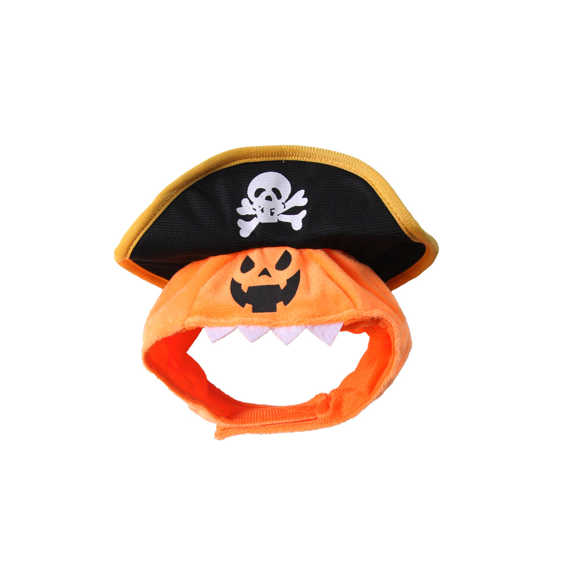 Pirate Pumpkin Pet Costume Hood, Double Layer Skull Hat for Small Dogs and Cats Halloween