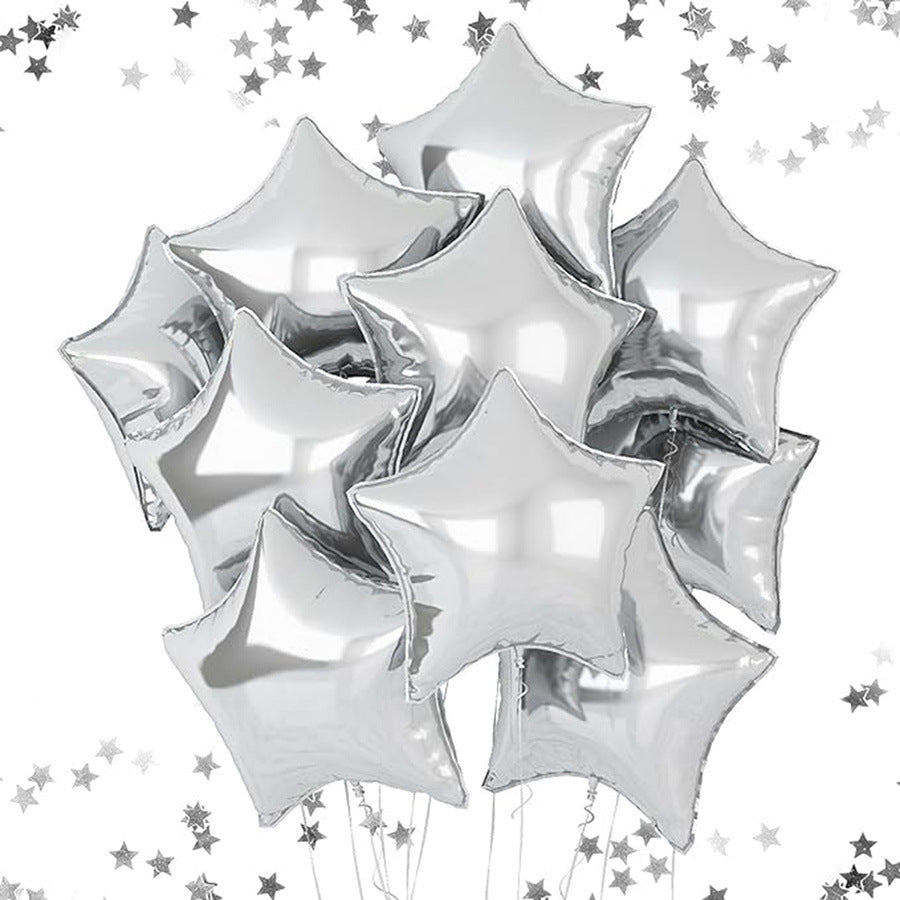 10 Pack 18 Inch Heart Star 4D Foil Balloons Set, Valentine's Day Wedding Birthday Graduation Party Decorations