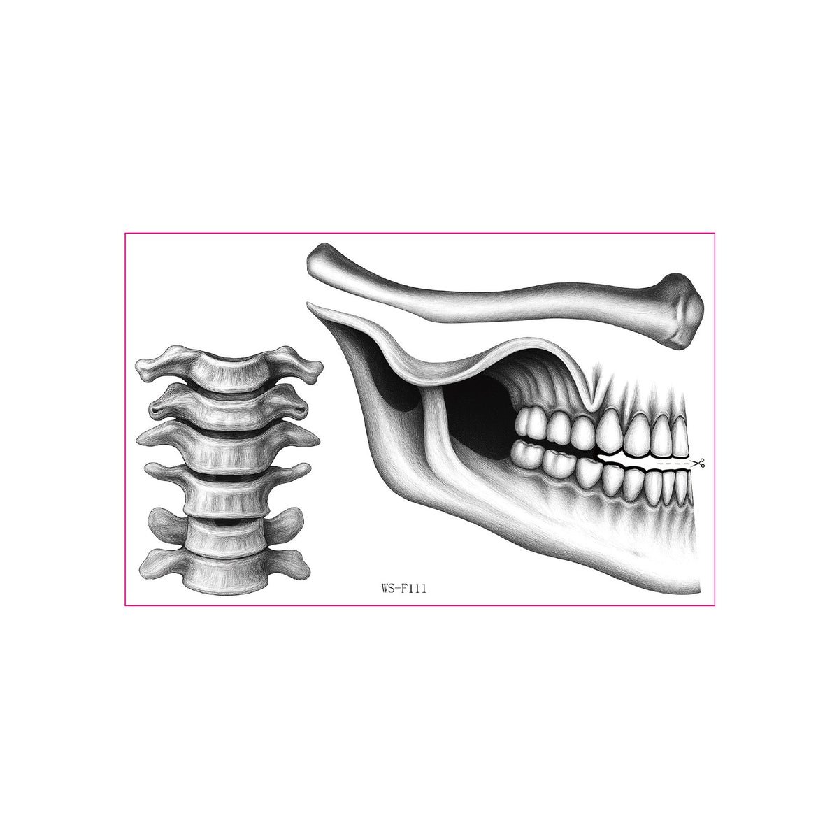 Halloween Mouth Bone Collarbone Temporary Tattoos, Creepy Body Art Stickers