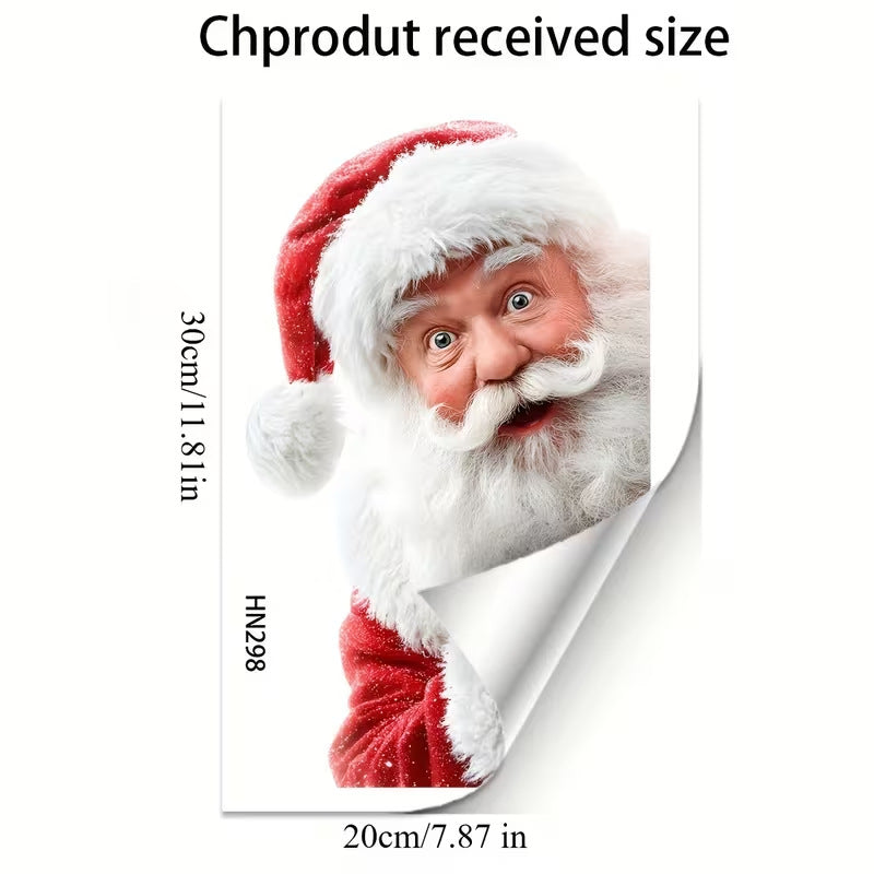 Double Sided Santa Christmas Window Stickers, Holiday Glass Decals for Living Room Decor