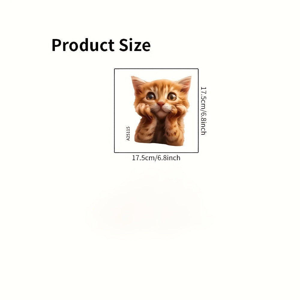 Cute Tabby Cat Static Cling Window Sticker, Removable PVC Glass Decal For Christmas Storefront Decor