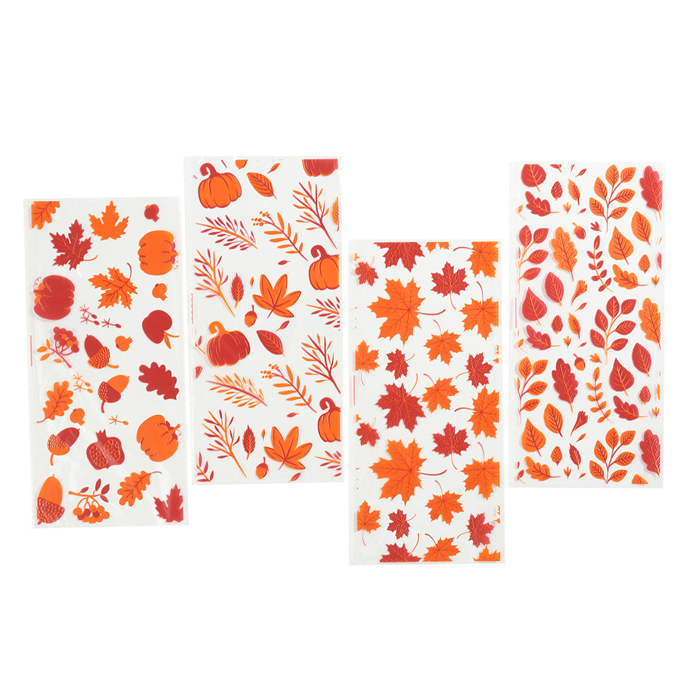 Thanksgiving Candy Bags Maple Leaf Pumpkin OPP Plastic Treat Bags 5 Mil Printed Party Favor Bags