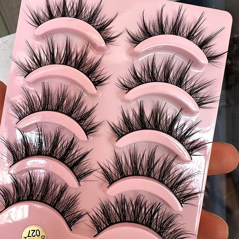 Dramatic Wispy False Eyelashes Hard Band, Crossed Doll Eye Lashes for Party Volume Look