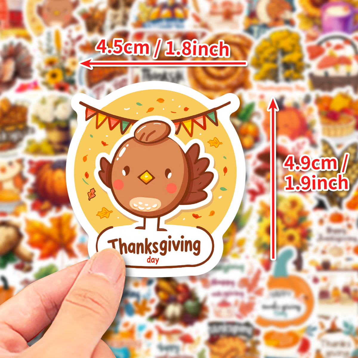 Thanksgiving Stickers 50 Pack, Harvest Turkey Maple Leaf Decals for Water Bottles Notebooks