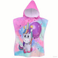 Kids Cartoon Print Hooded Towel Robe, Super Soft Microfiber Quick Dry Bathrobe Wrap