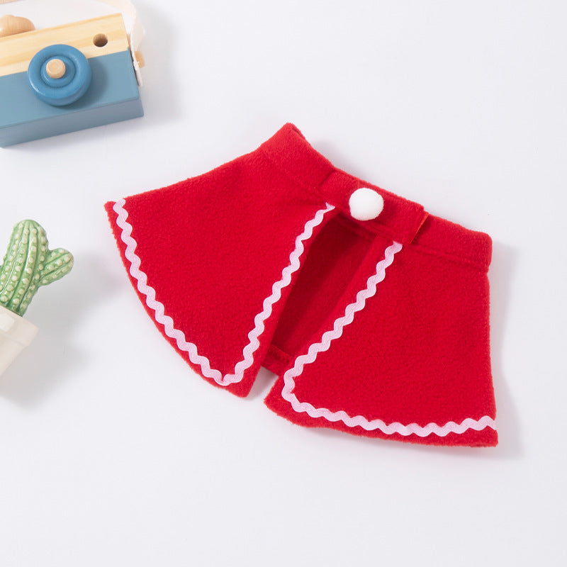 Pet Christmas Cape Scarf Hat Set, Santa Costume for Cats and Dogs Holiday Outfit