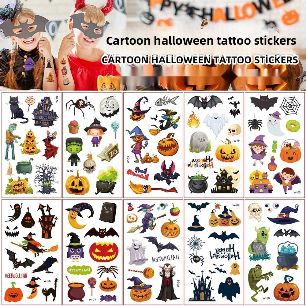 Kids Cartoon Halloween Temporary Tattoos, Waterproof Party Favor Funny Stickers