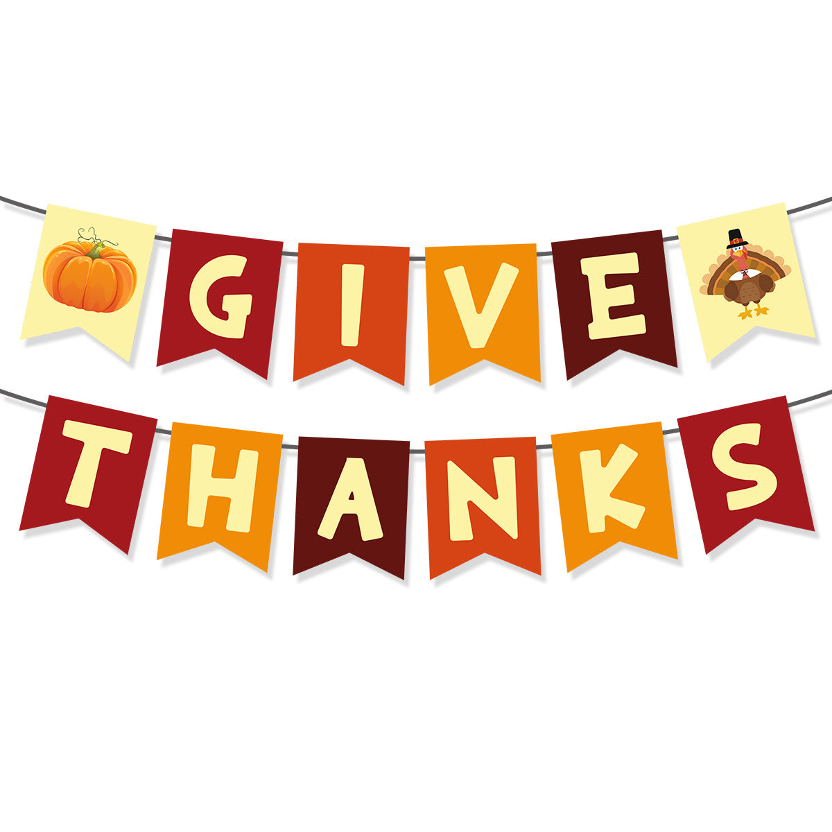 Thanksgiving Fall Harvest Party Banner Pumpkin Maple Leaf Bunting Decorations