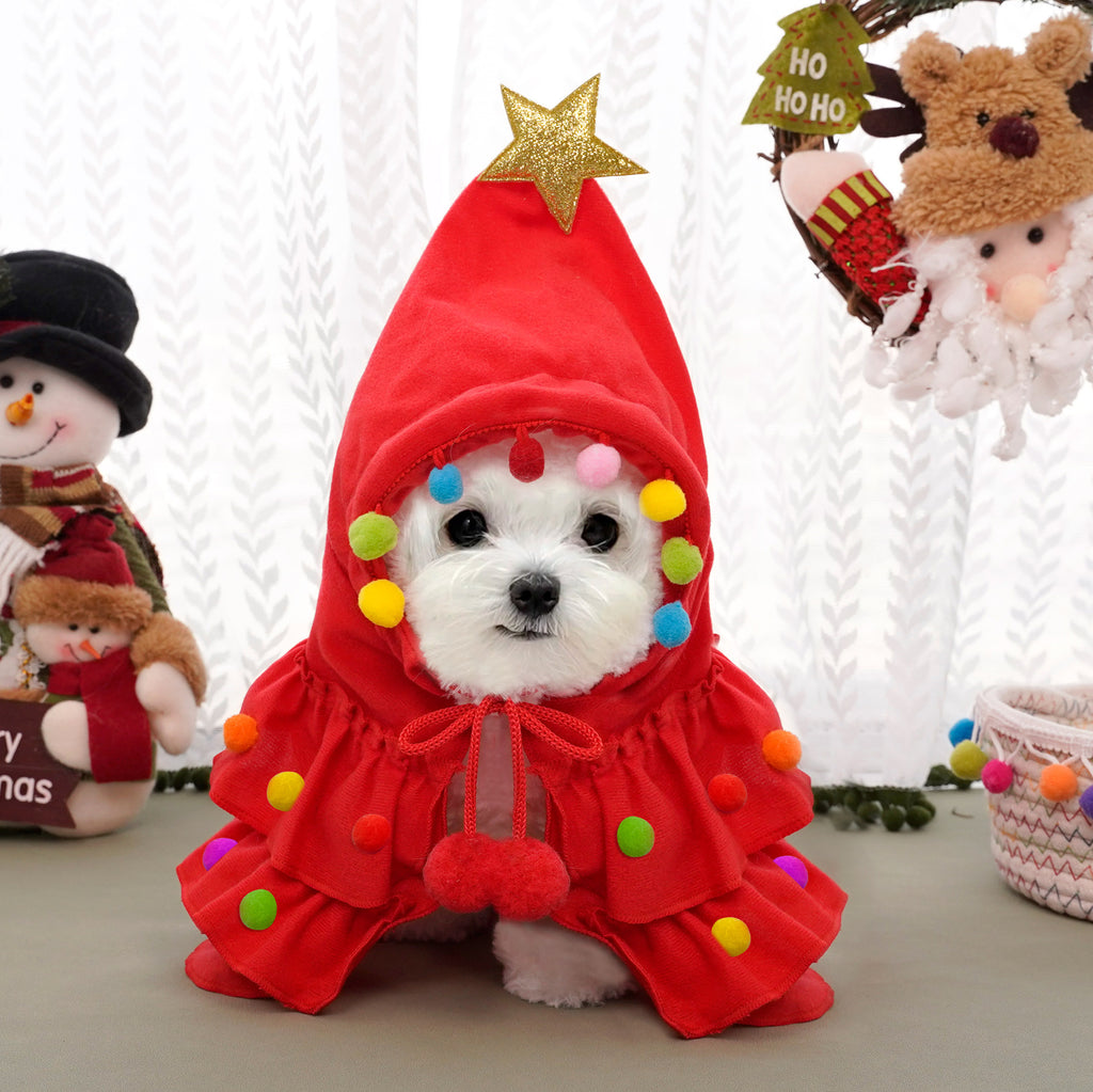 Christmas Pet Cape Dog Cat Costume Fall Winter Holiday Outfit Warm Pet Clothing