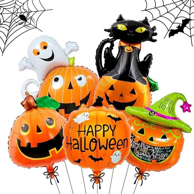 Halloween Foil Balloon Set, Pumpkin Ghost Bat Aluminum Balloons For Party Decorations