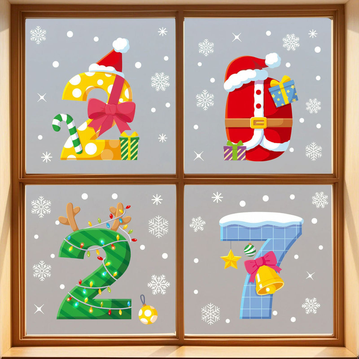 DIY Christmas Static Window Clings, No-Glue Removable Holiday Door and Window Stickers