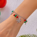 Christmas Colorful Bell Necklace and Bracelet Set, Cute Snowflake Pendant Jewelry for Women