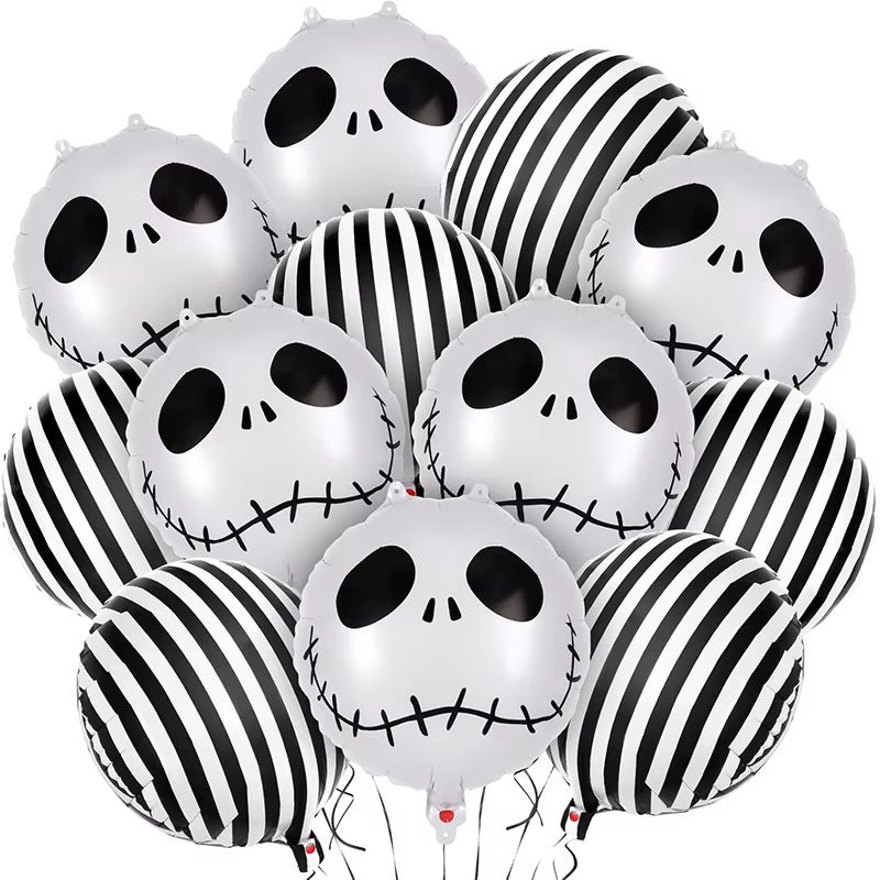Halloween Day of the Dead Skull Foil Balloons Set, Spooky Party Decorations