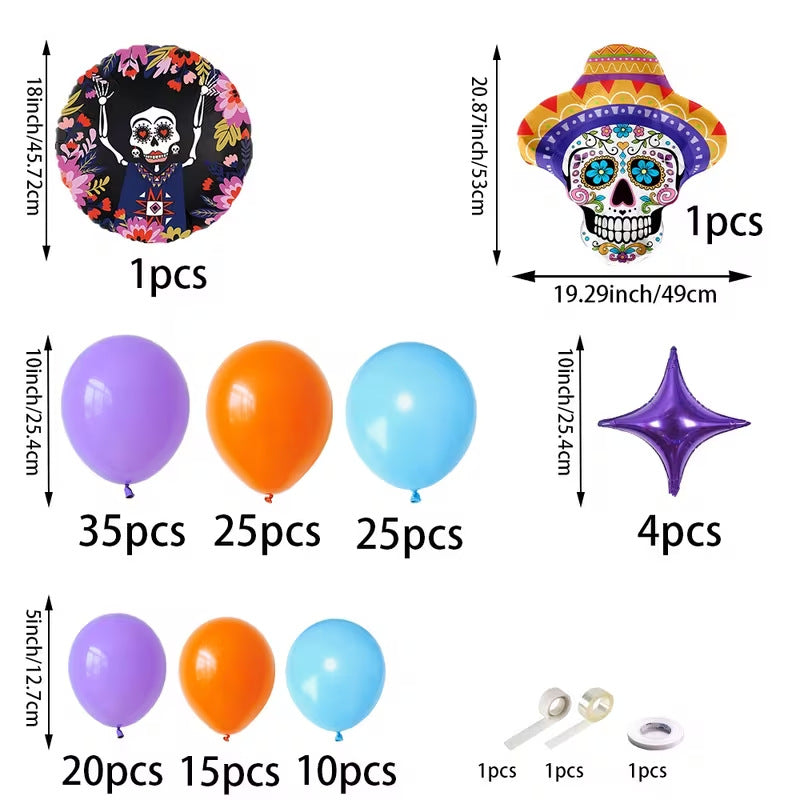 Halloween Foil Balloon Bundle, Skull Theme Party Decoration Set for Birthday